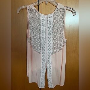 Sophie Rue Sleeveless Pink Blouse, Lace Back, Size Medium